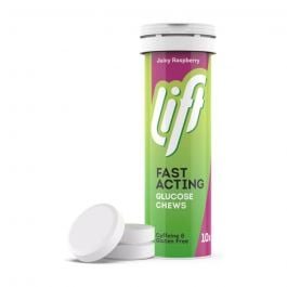 Lift Gluco Tablets Juicy Raspberry Fast-Acting Glucose Chews - 10 Tablets product image - Fusion Pharmacy UK