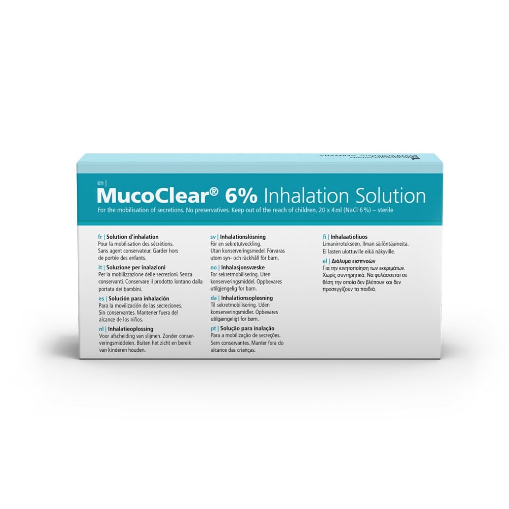 MucoClear 6% Hypertonic Saline Inhalation Solution 4ml x 20 product image - Fusion Pharmacy UK