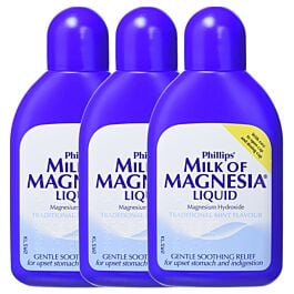 Phillips' Milk Of Magnesia Liquid Traditional Mint Flavour - 200ml (3 Pack) product image - Fusion Pharmacy UK