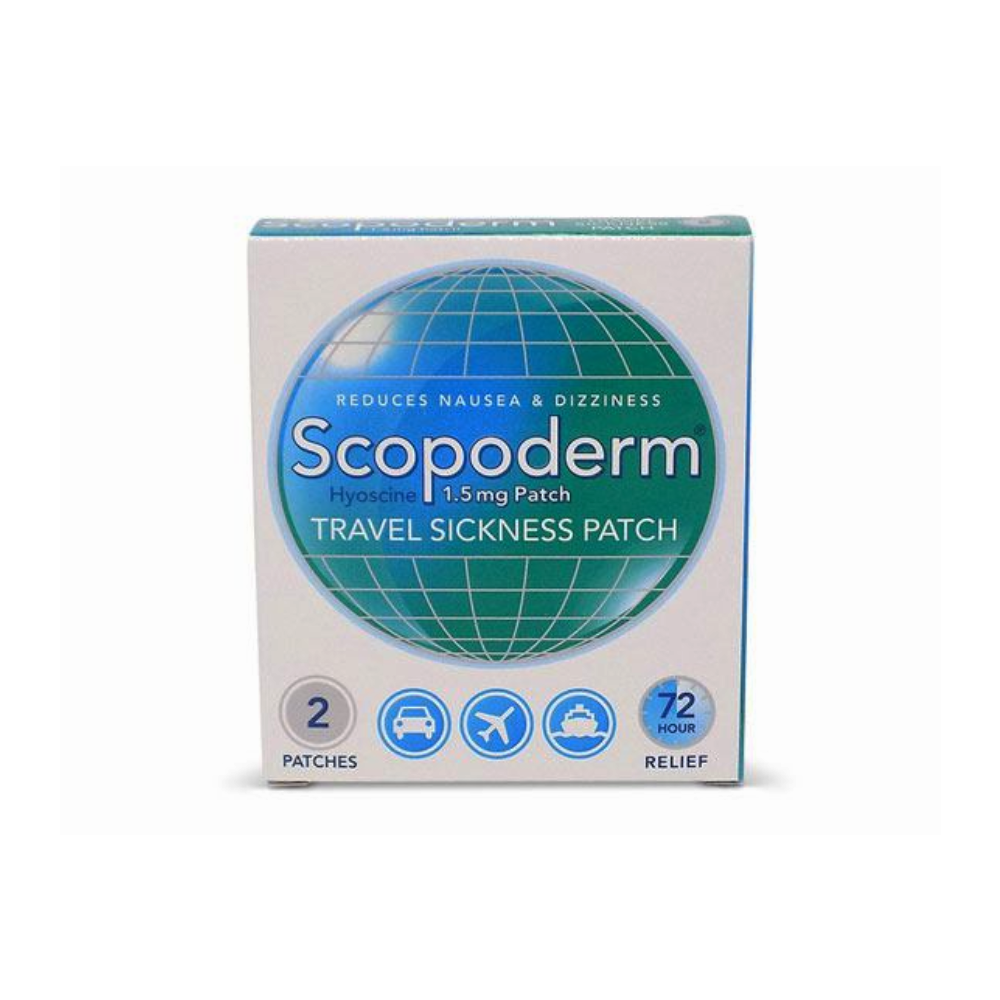 Scopoderm Travel Sickness 1.5mg - 2 Patches product image - Fusion Pharmacy UK