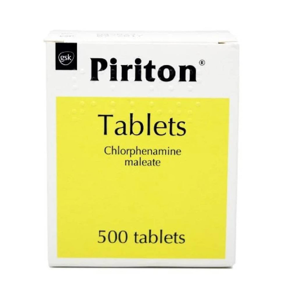 Piriton Allergy Relief - 500 Tablets product image - Fusion Pharmacy UK