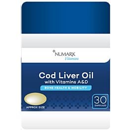Numark Cod Liver Oil Vitamin A & D - 30 Capsules product image - Fusion Pharmacy UK