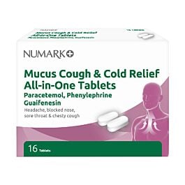 Numark Mucus Cough And Cold Relief All-In-One Tablets - 16 Tablets product image - Fusion Pharmacy UK