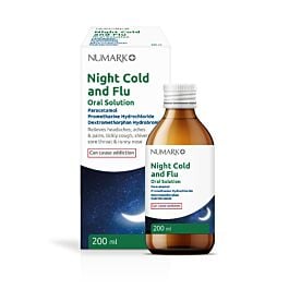 Numark Night Cold & Flu Oral Solution - 200ml product image - Fusion Pharmacy UK