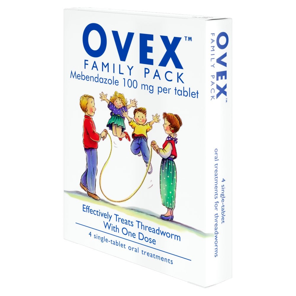 Ovex Family Pack - 4 Threadworm Treatment Tablets - 3 Packs