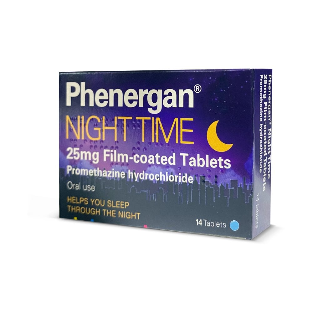 Phenergan Night Time 25mg Promethazine Hydrochloride - 14 Tablets product image - Fusion Pharmacy UK