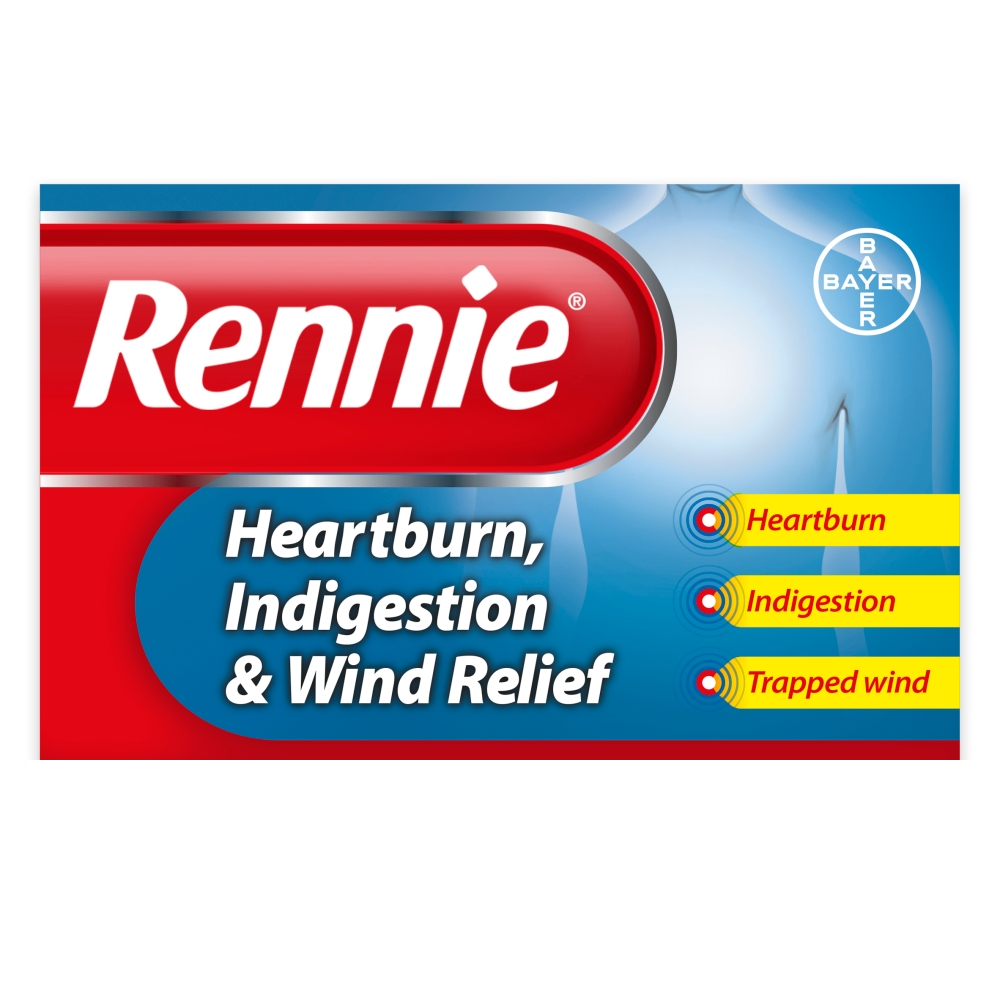 Rennie Heartburn, Indigestion & Wind Relief - 24 Chewable Tablets product image - Fusion Pharmacy UK