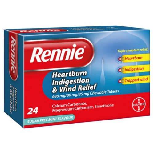 Rennie Heartburn, Indigestion & Wind Relief - 24 Chewable Tablets