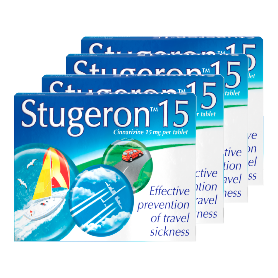 Stugeron 15mg (Cinnarizine) Travel Sickness - 15 Tablets - 4 Packs product image - Fusion Pharmacy UK