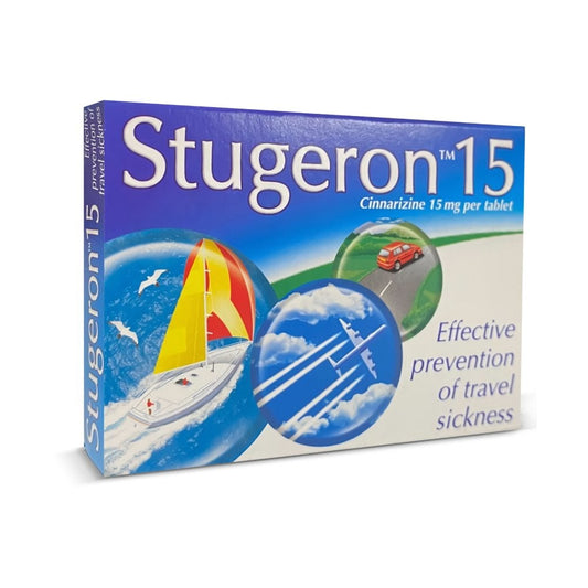 Stugeron 15mg (Cinnarizine) Travel Sickness - 15 Tablets