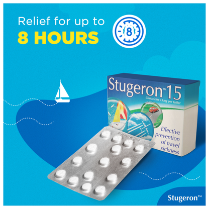 Stugeron 15mg (Cinnarizine) Travel Sickness - 15 Tablets - 4 Packs