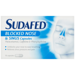 Sudafed Blocked Nose & Sinus - 16 Capsules product image - Fusion Pharmacy UK