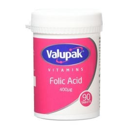 Valupak Folic Acid - 90 x 400mcg Tablets product image - Fusion Pharmacy UK